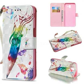 Music Pen 3D Painted Leather Wallet Phone Case for Samsung Galaxy J6 Plus / J6 Prime