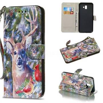 Elk Deer 3D Painted Leather Wallet Phone Case for Samsung Galaxy J6 Plus / J6 Prime