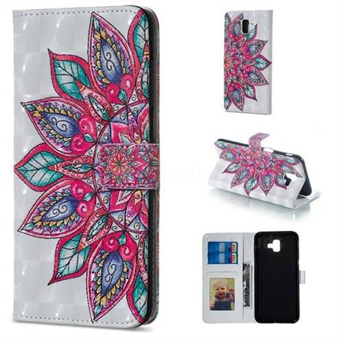 Mandara Flower 3D Painted Leather Phone Wallet Case for Samsung Galaxy J6 Plus / J6 Prime