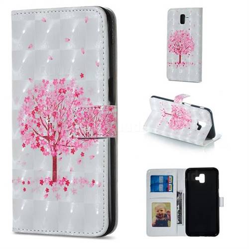 Sakura Flower Tree 3D Painted Leather Phone Wallet Case for Samsung Galaxy J6 Plus / J6 Prime