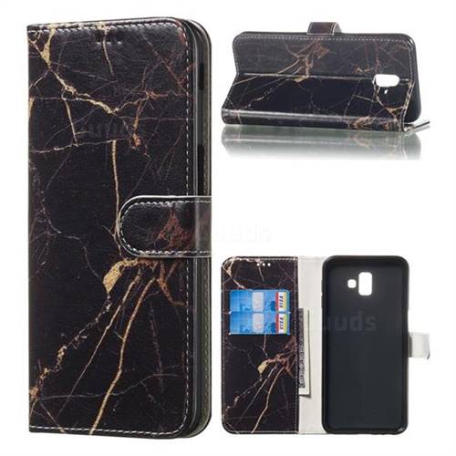 Black Gold Marble PU Leather Wallet Case for Samsung Galaxy J6 Plus / J6 Prime