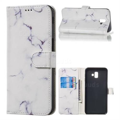 Soft White Marble PU Leather Wallet Case for Samsung Galaxy J6 Plus / J6 Prime