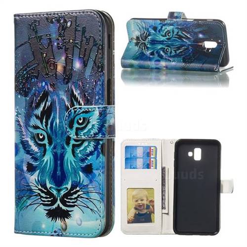 Ice Wolf 3D Relief Oil PU Leather Wallet Case for Samsung Galaxy J6 Plus / J6 Prime