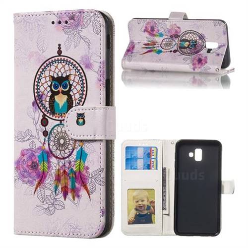 Wind Chimes Owl 3D Relief Oil PU Leather Wallet Case for Samsung Galaxy J6 Plus / J6 Prime