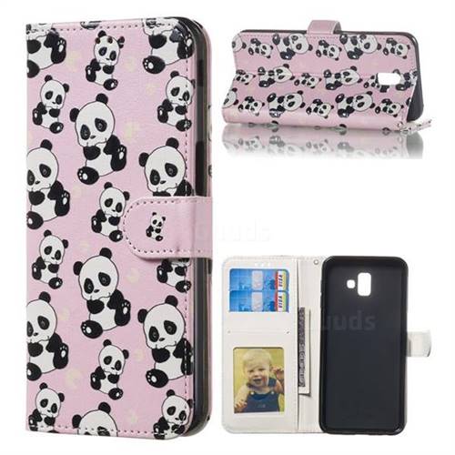 Cute Panda 3D Relief Oil PU Leather Wallet Case for Samsung Galaxy J6 Plus / J6 Prime