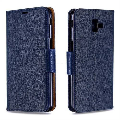 Classic Luxury Litchi Leather Phone Wallet Case for Samsung Galaxy J6 Plus / J6 Prime - Blue