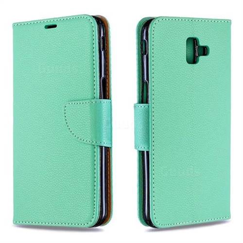 Classic Luxury Litchi Leather Phone Wallet Case for Samsung Galaxy J6 Plus / J6 Prime - Green