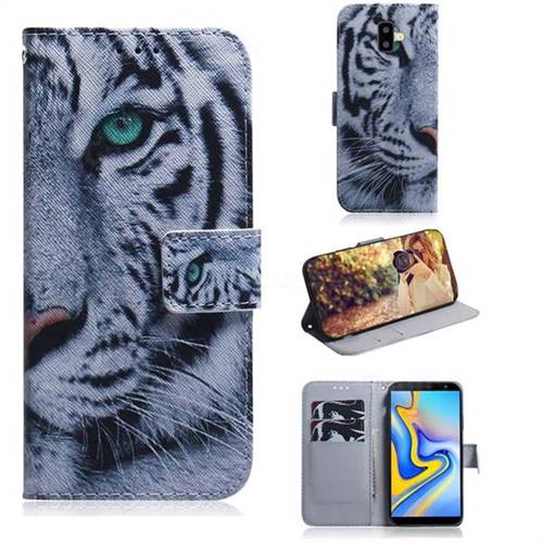 White Tiger PU Leather Wallet Case for Samsung Galaxy J6 Plus / J6 Prime