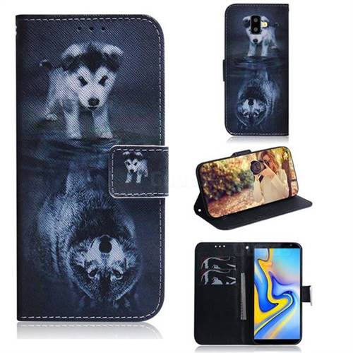 Wolf and Dog PU Leather Wallet Case for Samsung Galaxy J6 Plus / J6 Prime