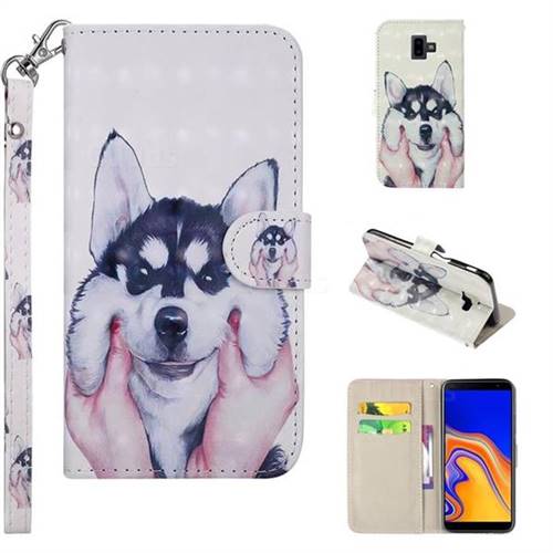 Husky Dog 3D Painted Leather Phone Wallet Case Cover for Samsung Galaxy J6 Plus / J6 Prime