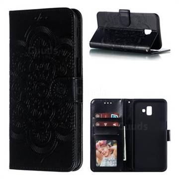 Intricate Embossing Datura Solar Leather Wallet Case for Samsung Galaxy J6 Plus / J6 Prime - Black