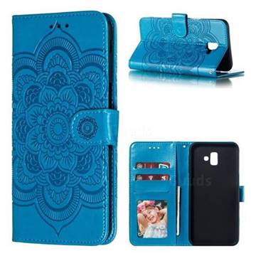 Intricate Embossing Datura Solar Leather Wallet Case for Samsung Galaxy J6 Plus / J6 Prime - Blue