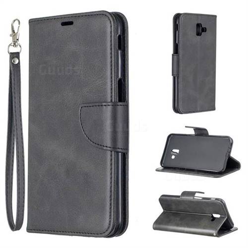 Classic Sheepskin PU Leather Phone Wallet Case for Samsung Galaxy J6 Plus / J6 Prime - Black