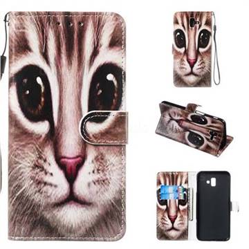 Coffe Cat Smooth Leather Phone Wallet Case for Samsung Galaxy J6 Plus / J6 Prime