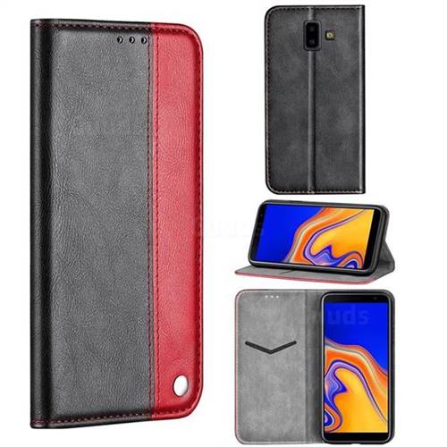 Classic Business Ultra Slim Magnetic Sucking Stitching Flip Cover for Samsung Galaxy J6 Plus / J6 Prime - Red