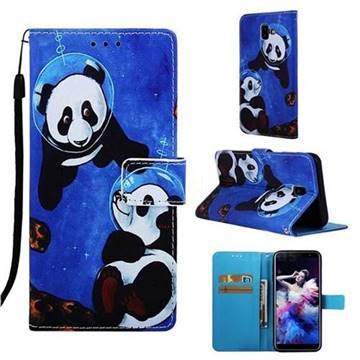 Undersea Panda Matte Leather Wallet Phone Case for Samsung Galaxy J6 Plus / J6 Prime