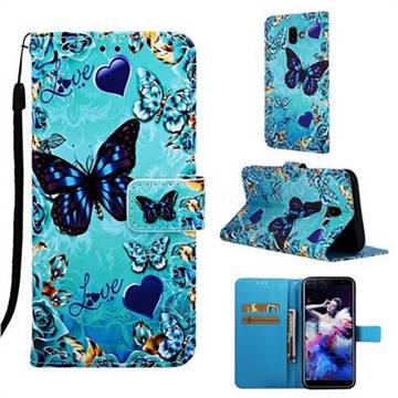 Love Butterfly Matte Leather Wallet Phone Case for Samsung Galaxy J6 Plus / J6 Prime