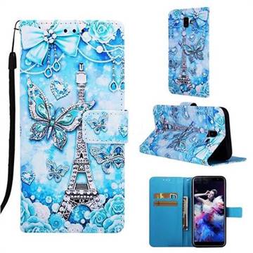 Tower Butterfly Matte Leather Wallet Phone Case for Samsung Galaxy J6 Plus / J6 Prime