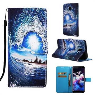 Waves and Sun Matte Leather Wallet Phone Case for Samsung Galaxy J6 Plus / J6 Prime