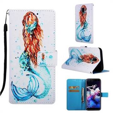 Mermaid Matte Leather Wallet Phone Case for Samsung Galaxy J6 Plus / J6 Prime