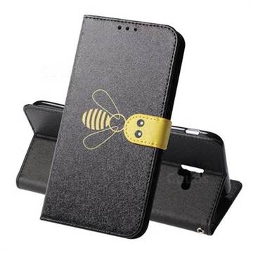Silk Texture Bee Pattern Leather Phone Case for Samsung Galaxy J6 Plus / J6 Prime - Black