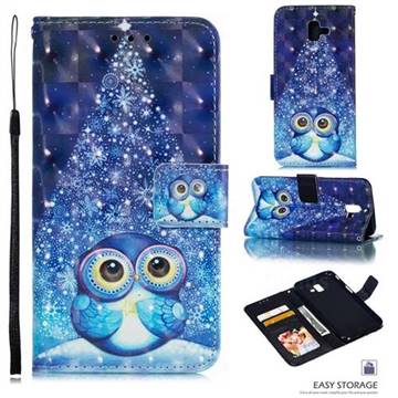Stage Owl 3D Painted Leather Phone Wallet Case for Samsung Galaxy J6 Plus / J6 Prime