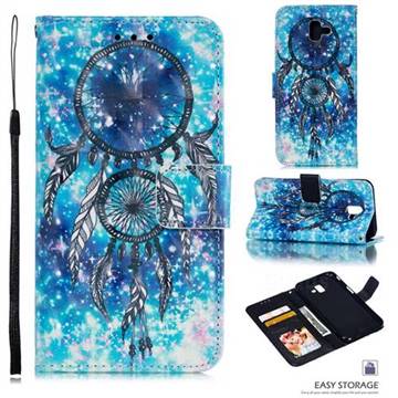 Blue Wind Chime 3D Painted Leather Phone Wallet Case for Samsung Galaxy J6 Plus / J6 Prime
