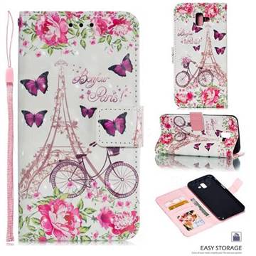 Bicycle Flower Tower 3D Painted Leather Phone Wallet Case for Samsung Galaxy J6 Plus / J6 Prime