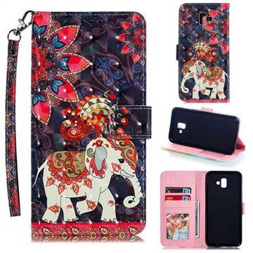 Phoenix Elephant 3D Painted Leather Phone Wallet Case for Samsung Galaxy J6 Plus / J6 Prime