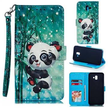 Cute Panda 3D Painted Leather Phone Wallet Case for Samsung Galaxy J6 Plus / J6 Prime