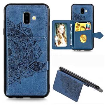 Mandala Flower Cloth Multifunction Stand Card Leather Phone Case for Samsung Galaxy J6 Plus / J6 Prime - Blue