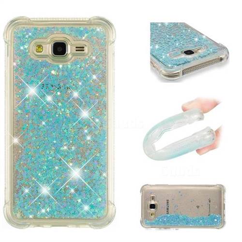 Dynamic Liquid Glitter Sand Quicksand TPU Case for Samsung Galaxy J7 2015 J700 - Silver Blue Star