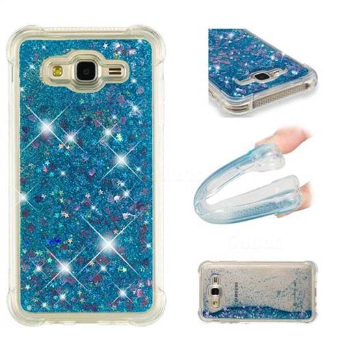Dynamic Liquid Glitter Sand Quicksand TPU Case for Samsung Galaxy J7 2015 J700 - Blue Love Heart