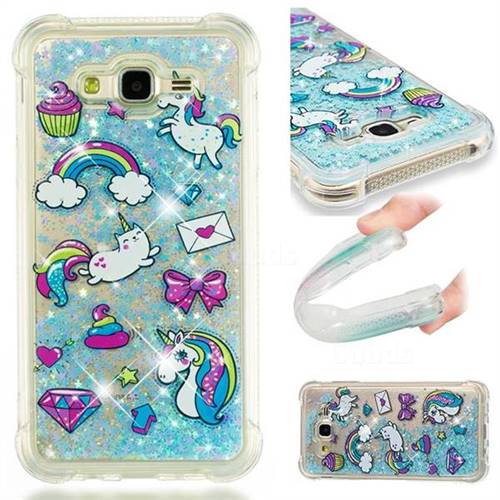 Fashion Unicorn Dynamic Liquid Glitter Sand Quicksand Star TPU Case for Samsung Galaxy J7 2015 J700