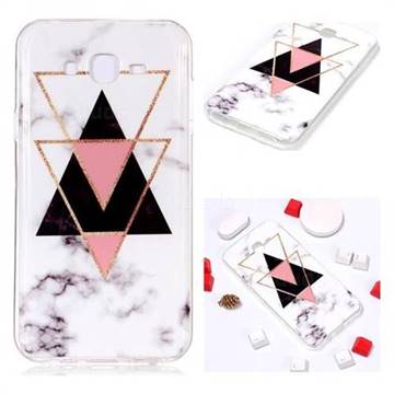 Inverted Triangle Black Soft TPU Marble Pattern Phone Case for Samsung Galaxy J7 2015 J700