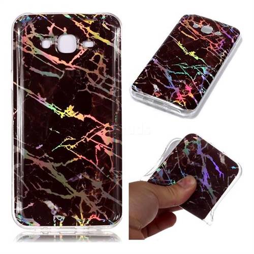 Black Brown Marble Pattern Bright Color Laser Soft TPU Case for Samsung Galaxy J7 2015 J700