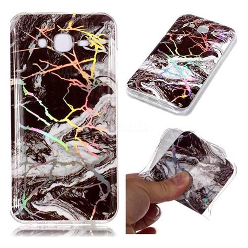 White Black Marble Pattern Bright Color Laser Soft TPU Case for Samsung Galaxy J7 2015 J700