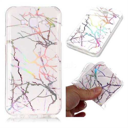 Color White Marble Pattern Bright Color Laser Soft TPU Case for Samsung Galaxy J7 2015 J700