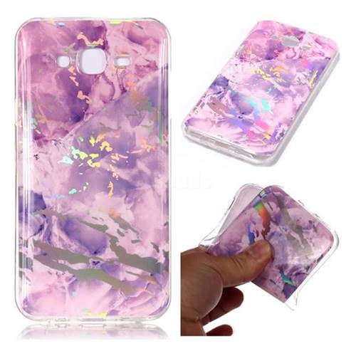 Purple Marble Pattern Bright Color Laser Soft TPU Case for Samsung Galaxy J7 2015 J700