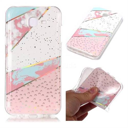 Matching Color Marble Pattern Bright Color Laser Soft TPU Case for Samsung Galaxy J7 2015 J700