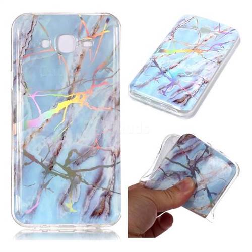 Light Blue Marble Pattern Bright Color Laser Soft TPU Case for Samsung Galaxy J7 2015 J700