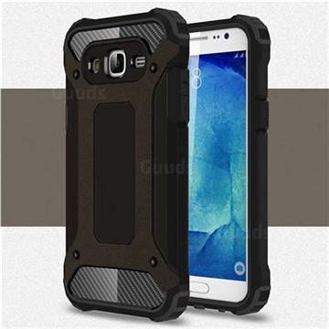 King Kong Armor Premium Shockproof Dual Layer Rugged Hard Cover for Samsung Galaxy J7 2015 J700 - Black Gold