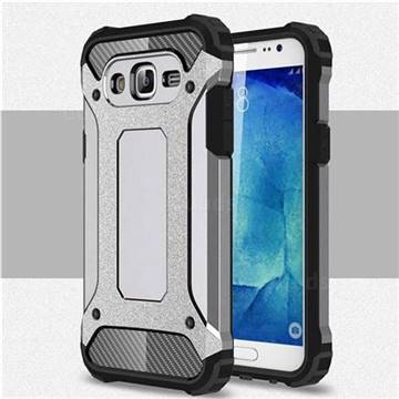 King Kong Armor Premium Shockproof Dual Layer Rugged Hard Cover for Samsung Galaxy J7 2015 J700 - Silver Grey