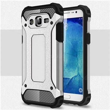 King Kong Armor Premium Shockproof Dual Layer Rugged Hard Cover for Samsung Galaxy J7 2015 J700 - Technology Silver