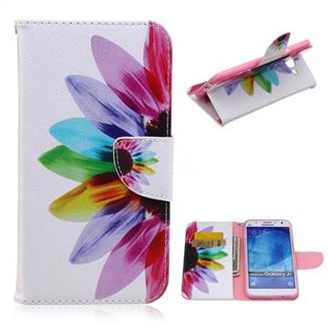 Seven-color Flowers Leather Wallet Case for Samsung Galaxy J7 J700F J700H J700M