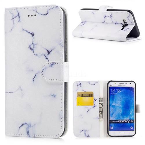 Soft White Marble PU Leather Wallet Case for Samsung Galaxy J7 2015 J700