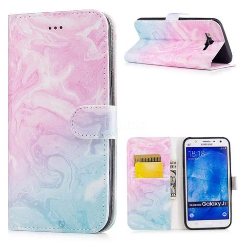 Pink Green Marble PU Leather Wallet Case for Samsung Galaxy J7 2015 J700