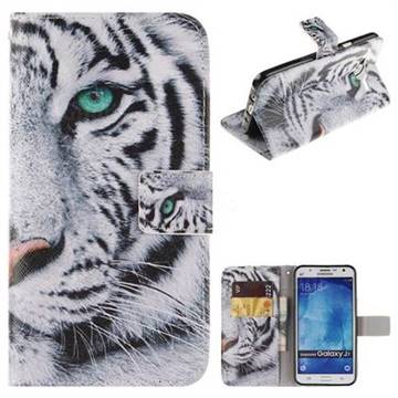 White Tiger PU Leather Wallet Case for Samsung Galaxy J7 2015 J700