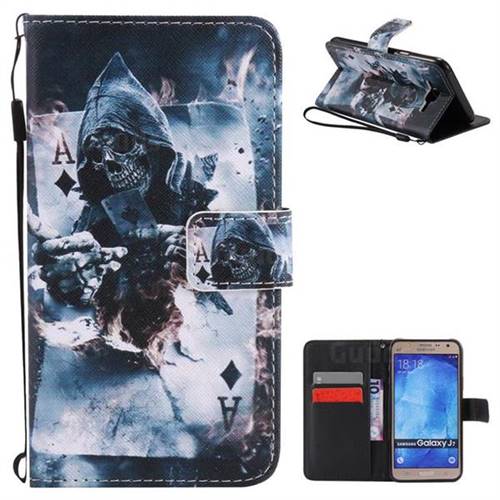 Skull Magician PU Leather Wallet Case for Samsung Galaxy J7 2015 J700