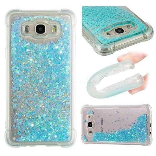 Dynamic Liquid Glitter Sand Quicksand TPU Case for Samsung Galaxy J7 2016 J710 - Silver Blue Star
